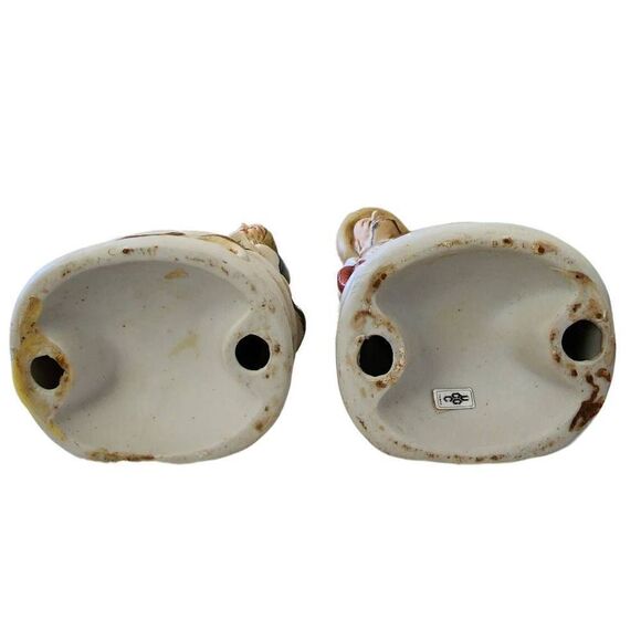 Hand Painted Rare Vintage 2-Piece Porcelain Old Couple Farmer Figurine Size 10" - Picture 7 of 7